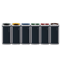 Cestino gettacarte Wastee - per raccolta differenziata - 60 L - Rosso/metallo - Kobra