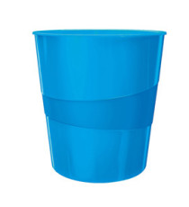 Cestino gettacarte WOW - altezza 32,4 cm - diametro 29 cm - 15 L - blu metallizzato - Leitz