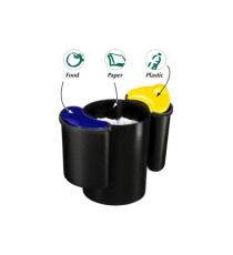 Cestino raccolta differenziata 516 - altezza 33,7 cm - diametro 26 cm -  nero/giallo/blu - Cep