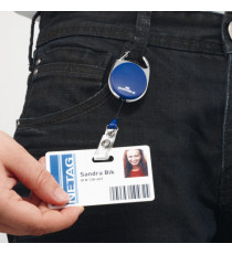 Chiocciola YO-YO Style per portabadge - blu - filo retrattile 80 cm - Durable - conf. 10 pezzi