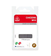Chiodini M15 per fissatrici - con testa - 15 mm - acciaio - Romeo Maestri - conf. 1700 pezzi