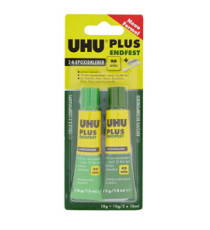 Colla bicomponente Plus 90 min - 30 ml (2x15ml) - trasparente - UHU
