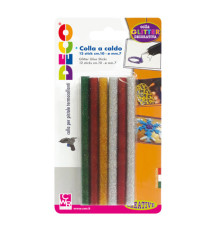 Colle stick per pistole mini -  glitter assortiti - ø 7mm - lunghezza 10 cm - Deco - conf. 12 pezzi
