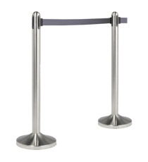 Colonnina segnapercorso cromata - altezza 100 cm - nastro retrattile grigio da 210 cm - Securit