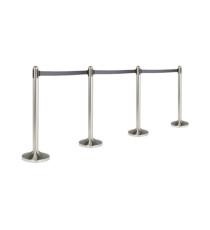 Colonnina segnapercorso cromata - altezza 100 cm - nastro retrattile grigio da 210 cm - Securit