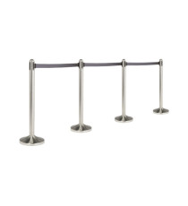 Colonnina segnapercorso cromata - altezza 100 cm - nastro retrattile grigio da 210 cm - Securit