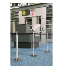 Colonnina segnapercorso cromata - altezza 100 cm - nastro retrattile nero da 210 cm - Securit