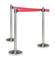 Colonnina segnapercorso cromata - altezza 100 cm - nastro retrattile rosso da 210 cm - Securit