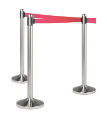 Colonnina segnapercorso cromata - altezza 100 cm - nastro retrattile rosso da 210 cm - Securit