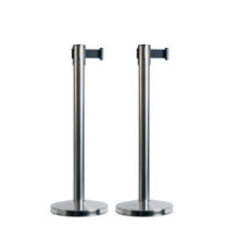 Colonnine segnapercorso Budget Retractable - altezza 88 cm - nastro nero da 210 cm - Securit - set 2 pezzi