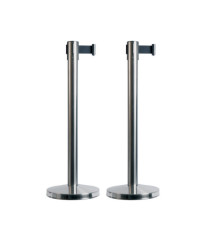 Colonnine segnapercorso Budget Retractable - altezza 88 cm - nastro nero da 210 cm - Securit - set 2 pezzi