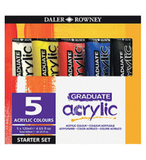 Colore acrilico fine Graduate - 120 ml - colori assortiti - Daler Rowney - 5 pezzi