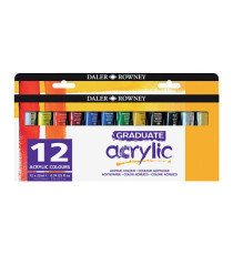Colore acrilico fine Graduate - 22 ml - colori assortiti - Daler Rowney - 12 pezzi