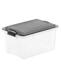 Contenitore Compact - 39,5x27,5x18 cm - A4 - 13 L - PPL - coperchio nero - trasparente - Rotho
