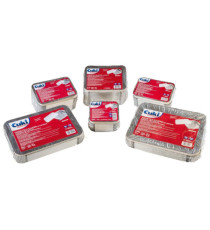 Contenitore in alluminio - 20,2 x 13,7 x 5 cm - 3  porzioni - coperchio incluso - Cuki Professional - pack 50 pezzi