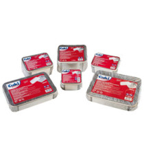 Contenitore in alluminio - 21,2 x 14,7 x 4 cm - 2 porzioni - coperchio incluso - Cuki Professional - pack 50 pezzi
