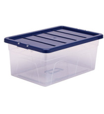 Contenitore multiuso Bankers Box - 37 x 56 x 25 cm - 38 L - PP - con coperchio blu - trasparente - Fellowes