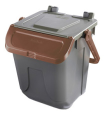 Contenitore portarifiuti Ecology - con sportello e maniglione - 25 L - grigio/bruno - Mobil Plastic
