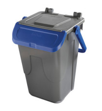 Contenitore portarifiuti Ecology - con sportello e maniglione - 35 L - grigio/blu - Mobil Plastic