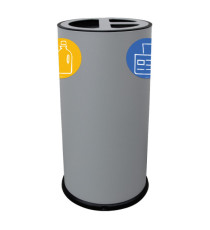 Contenitore tondo per raccolta differenziata - 3 scomparti - 70 L - grigio - Stilcasa