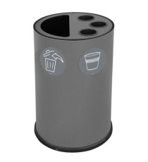 Contenitore tondo per raccolta differenziata - con divisiorio bicchieri - 50 L - grigio - Stilcasa