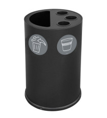 Contenitore tondo per raccolta differenziata - con divisiorio bicchieri - 50 L - nero - Stilcasa