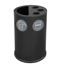 Contenitore tondo per raccolta differenziata - con divisiorio bicchieri - 50 L - nero - Stilcasa