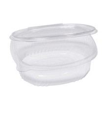 Contenitori ovali in PET - con coperchio incernierato - 18 x 15,1 x 6,5 cm - Europack - conf. 50 pezzi