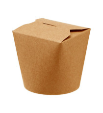Contenitori rotondi da asporto - 9,8 x 8,5 x 9,2 cm - carta kraft/PE - avana - Leone - conf. 50 pezzi