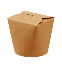 Contenitori rotondi da asporto - 9,8 x 8,5 x 9,2 cm - carta kraft/PE - avana - Leone - conf. 50 pezzi