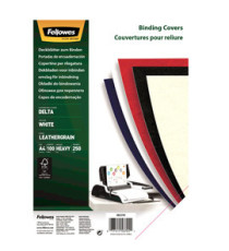 Copertine per rilegatura - A4 - cartoncino groffrato semilpelle - 250 gr - bianco - Fellowes - conf.100 pezzi
