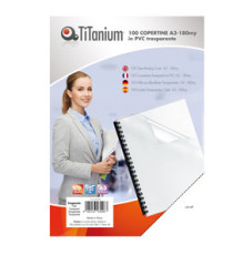 Copertine rilegatura - A3 - 180 micron - PVC - neutro trasparente - Titanium - scatola 100 pezzi