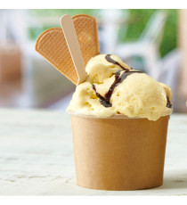 Coppetta gelato monouso - rotonda - diametro 9,5 cm - 240 ml - carta - avana - Leone - conf. 1000 pezzi