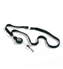 Cordoncino per portabadge - con chiocciola Yo Yo - larghezza 10 mm - filo retrattile da 80 cm - nero - Durable - conf. 1