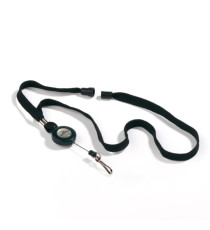 Cordoncino per portabadge - con chiocciola Yo Yo - larghezza 10 mm - filo retrattile da 80 cm - nero - Durable - conf. 1