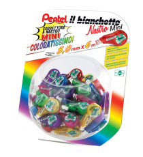 Correttore a nastro Il Bianchetto - 5 mm x 6 mt - colori assortiti - Pentel - expo 48 pezzi
