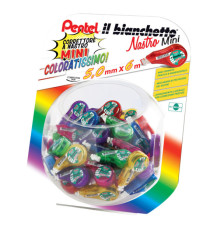 Correttore a nastro Il Bianchetto - 5 mm x 6 mt - colori assortiti - Pentel - expo 48 pezzi