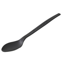 Cucchiaio monouso in CPLA - 16 cm - nero - Leone - conf. 50 pezzi