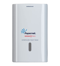 Dispenser carta igienica Defend Tech - interfogliata - 26,5 x 16,5 x 13,5 cm - bianco - Papernet