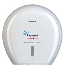 Dispenser carta igienica Defend Tech rotolo Mini Jumbo - 24,9 x 25,7 x 14,8 cm - rotolo diametro 23 cm - bianco - Papern
