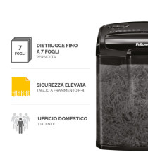 Distruggidocumenti M-7CM - a frammenti - nero - Fellowes