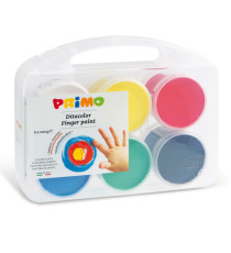 Ditacolor colori a dita - 100ml  - c/pennello - Primo - valigetta 6 colori