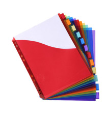 Divisori neutri a 12 tacche - PP - A4 maxi - con portaetichetta - colori assortiti - Exacompta