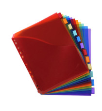Divisori neutri a 12 tacche - PP - A4 maxi - con portaetichetta - colori assortiti - Exacompta
