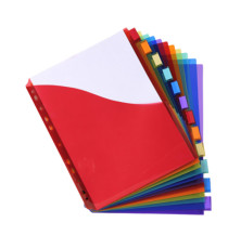 Divisori neutri a 12 tacche - PP - A4 maxi - con portaetichetta - colori assortiti - Exacompta