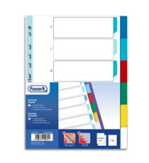 Divisori Neutri a 6 tacche - PP - A4 - colori assortiti - Favorit