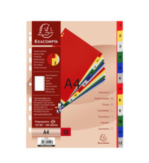 Divisori Numerici - 1-12 - PP opaco - A4 - colori assortiti - Exacompta
