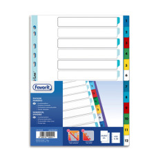 Divisori numerici 12 tacche - A4 - PP - colori assortiti - Favorit