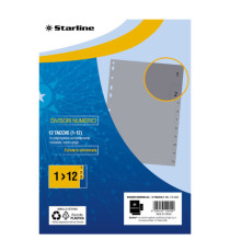 Divisori numerici 12 tacche - A4 - PP - grigio - Starline