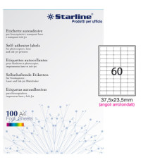 Etichette adesive - in carta - angoli arrotondati - permanenti - 37,5 x 23,5 mm - 60 et/fg - 100 fogli - bianco - Starli